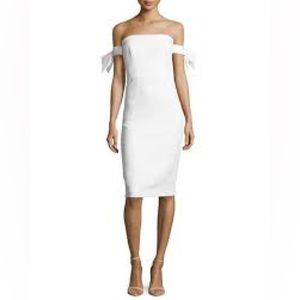 MILLY Brit bow sleeve off shoulder pencil dress cream off white size 2 XS NWT